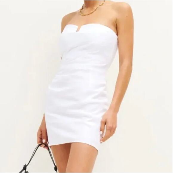 REFORMATION White Abeni Linen Dress Sz 6 - Picture 1 of 5